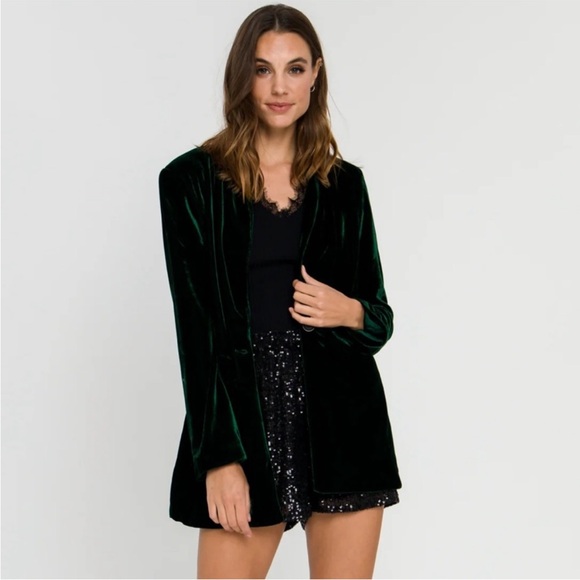 Endless Rose Emerald Velvet Blazer - Picture 1 of 11